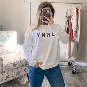 DKNY Crew Neck Long Sleeve White Pullover Size Small
